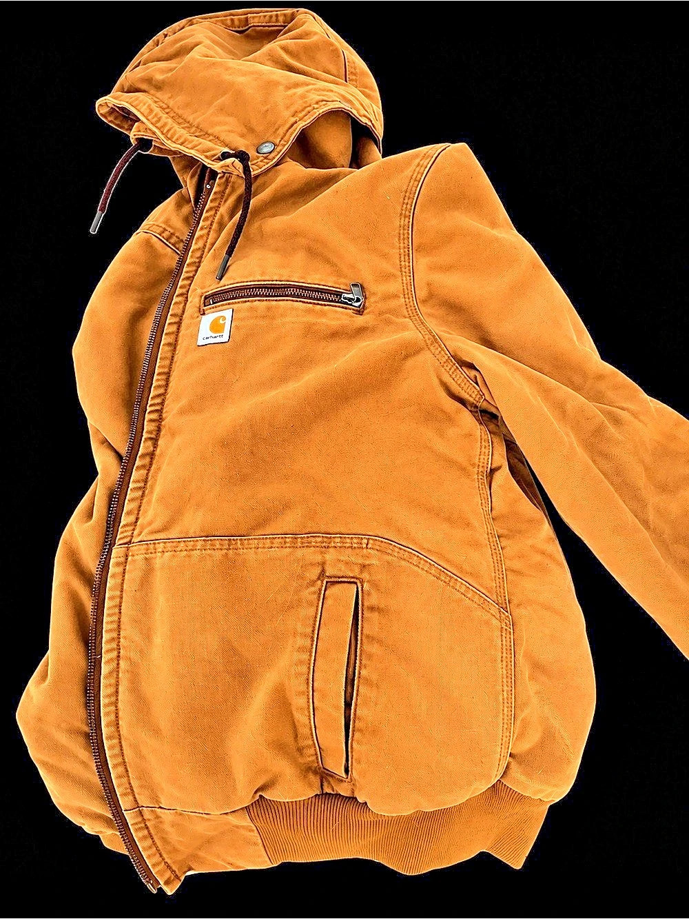 Carhartt Washed Duck Sierra Jacket Brown Sherpa-Lined Hooded Jacket